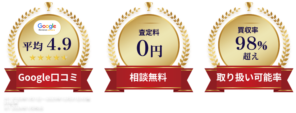 Google口コミ平均4.9 査定料0円 買収率98%超え
